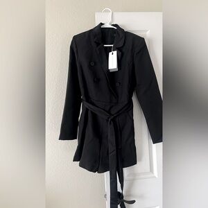 Endless Rose belted tuxedo romper w/pockets